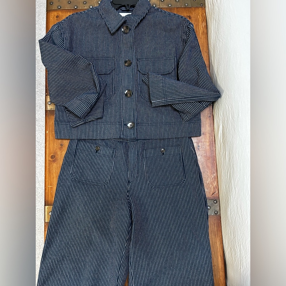 LOFT Blue and White Denim Pinstripe Set